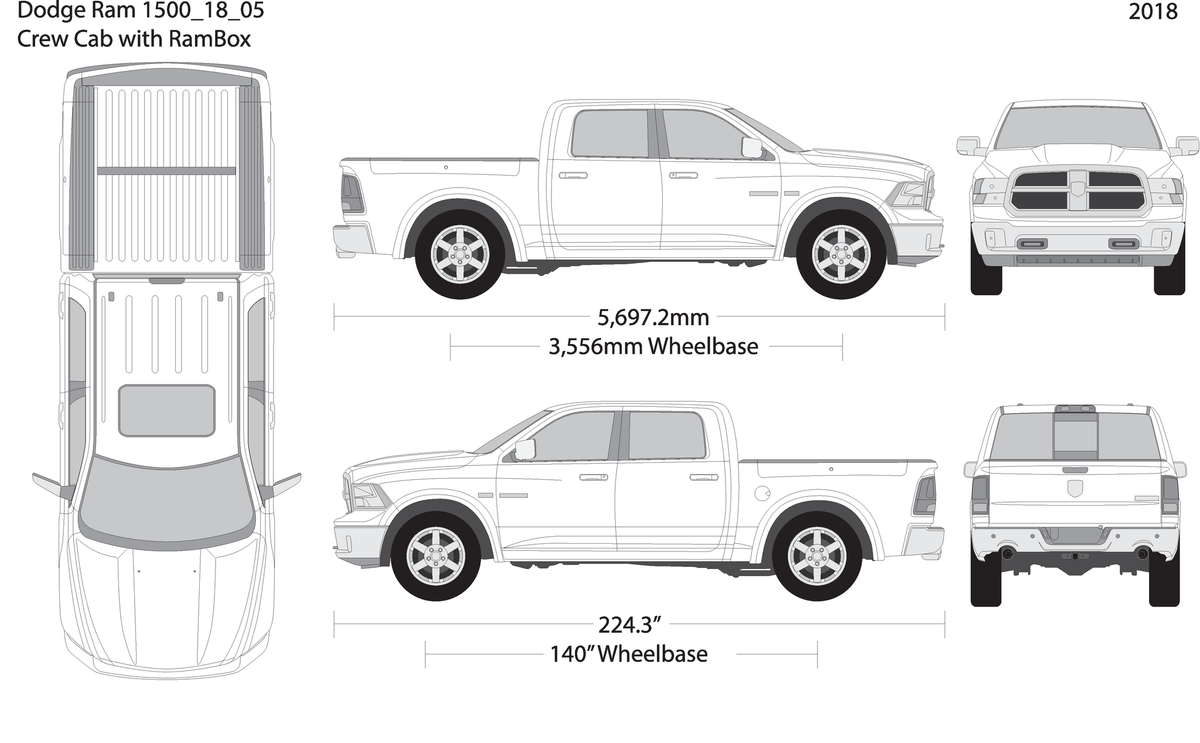 2018 Dodge Ram 1500 V05 Vehicle Wrap Template