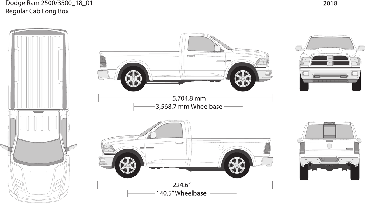 2018 Dodge Ram 2500_3500 vector wrap template V01, Design-Ready PDF - GravBase
