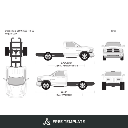 2018 Dodge Ram 2500_3500 free vector vehicle wrap template - GravBase