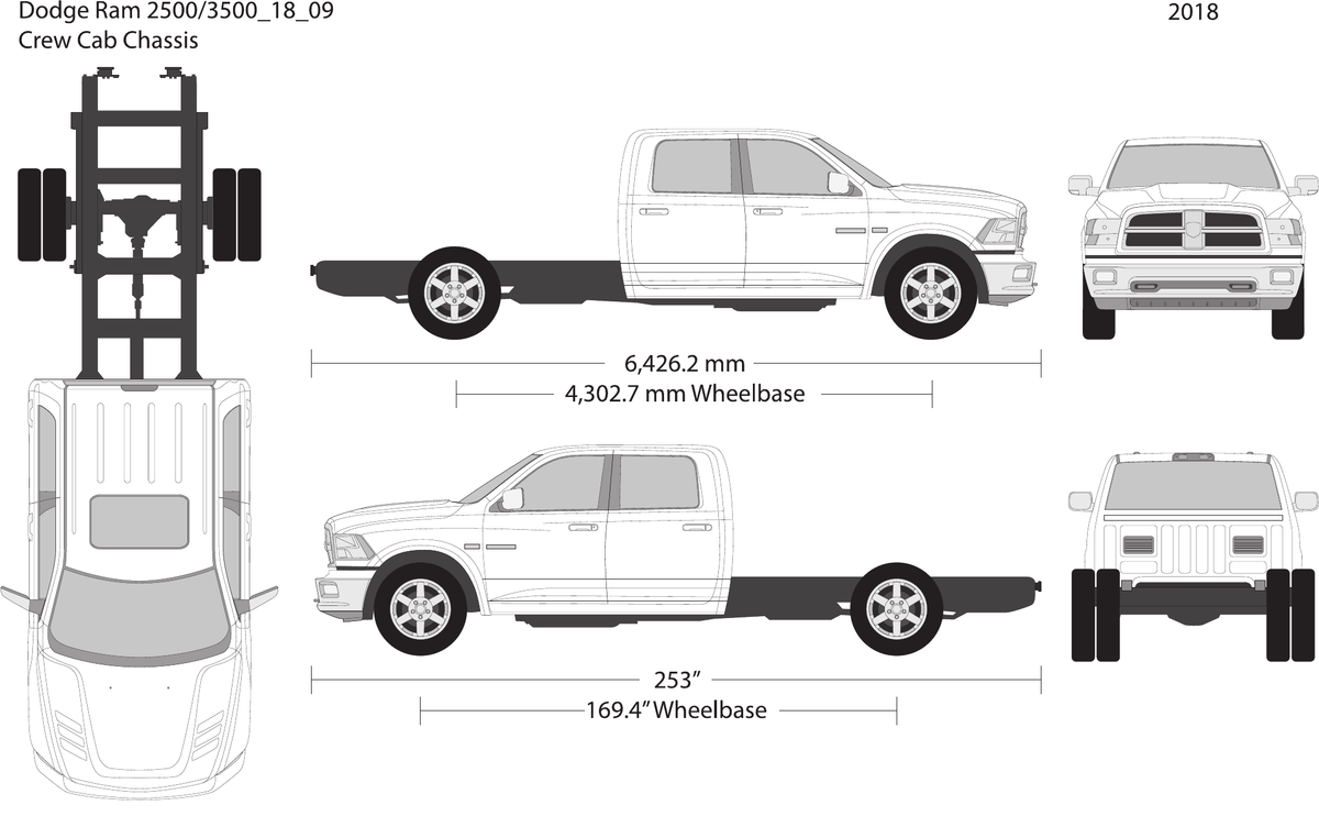2018 Dodge Ram 2500_3500 vector wrap template V09, Design-Ready PDF - GravBase