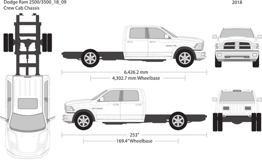 2018 Dodge Ram 2500_3500 vector wrap template V09, Design-Ready PDF - GravBase