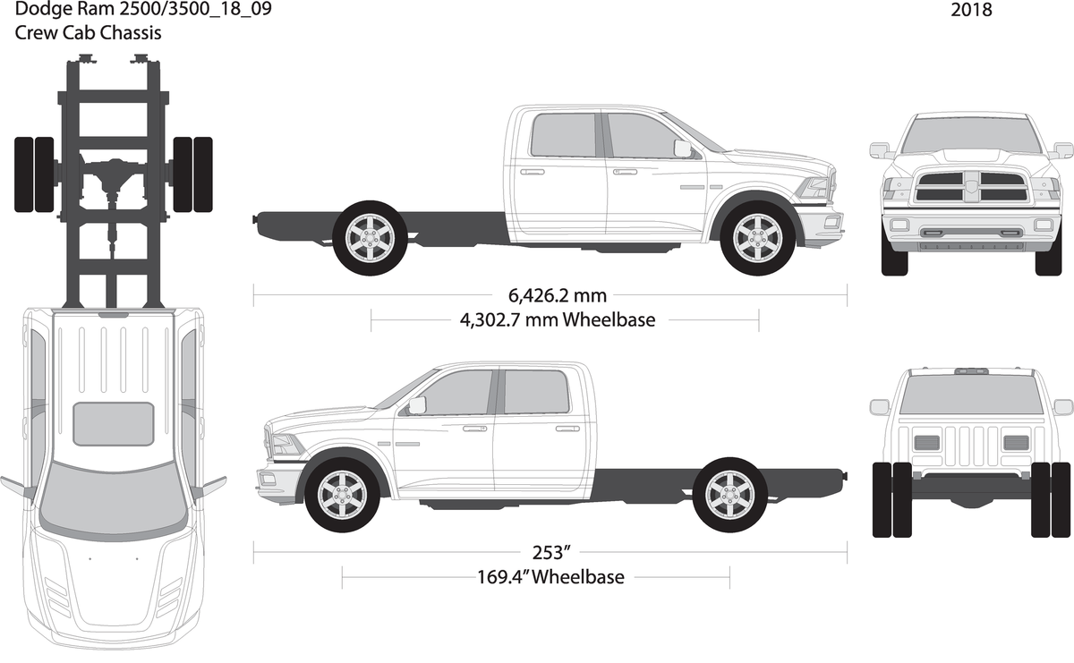 2018 Dodge Ram 2500 3500 V09 Vehicle Wrap Template