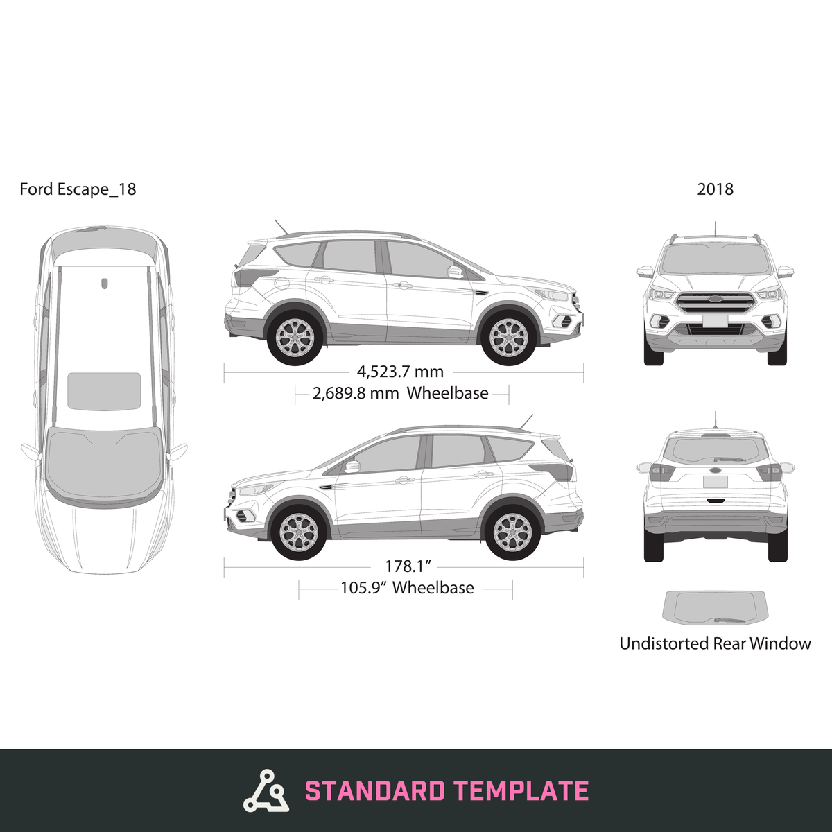 2018 Ford Escape vector wrap template, Design-Ready PDF - GravBase