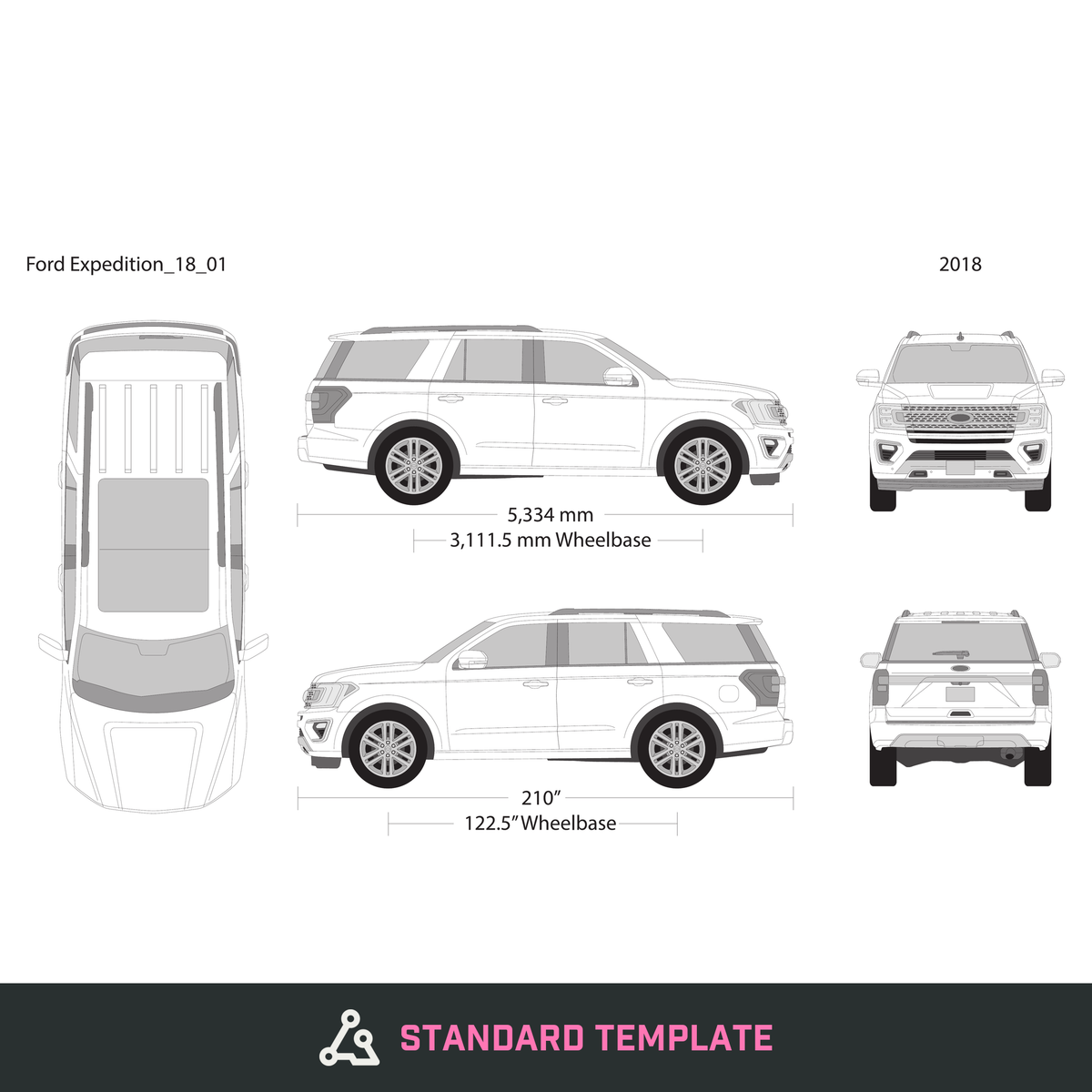 2018 Ford Expedition vector wrap template V01, Design-Ready PDF - GravBase