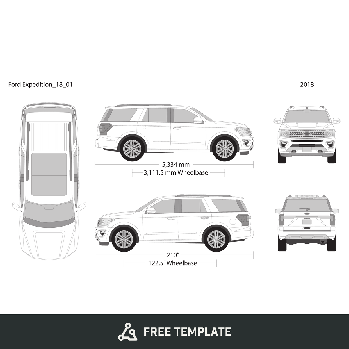 2018 Ford Expedition free vector vehicle wrap template - GravBase
