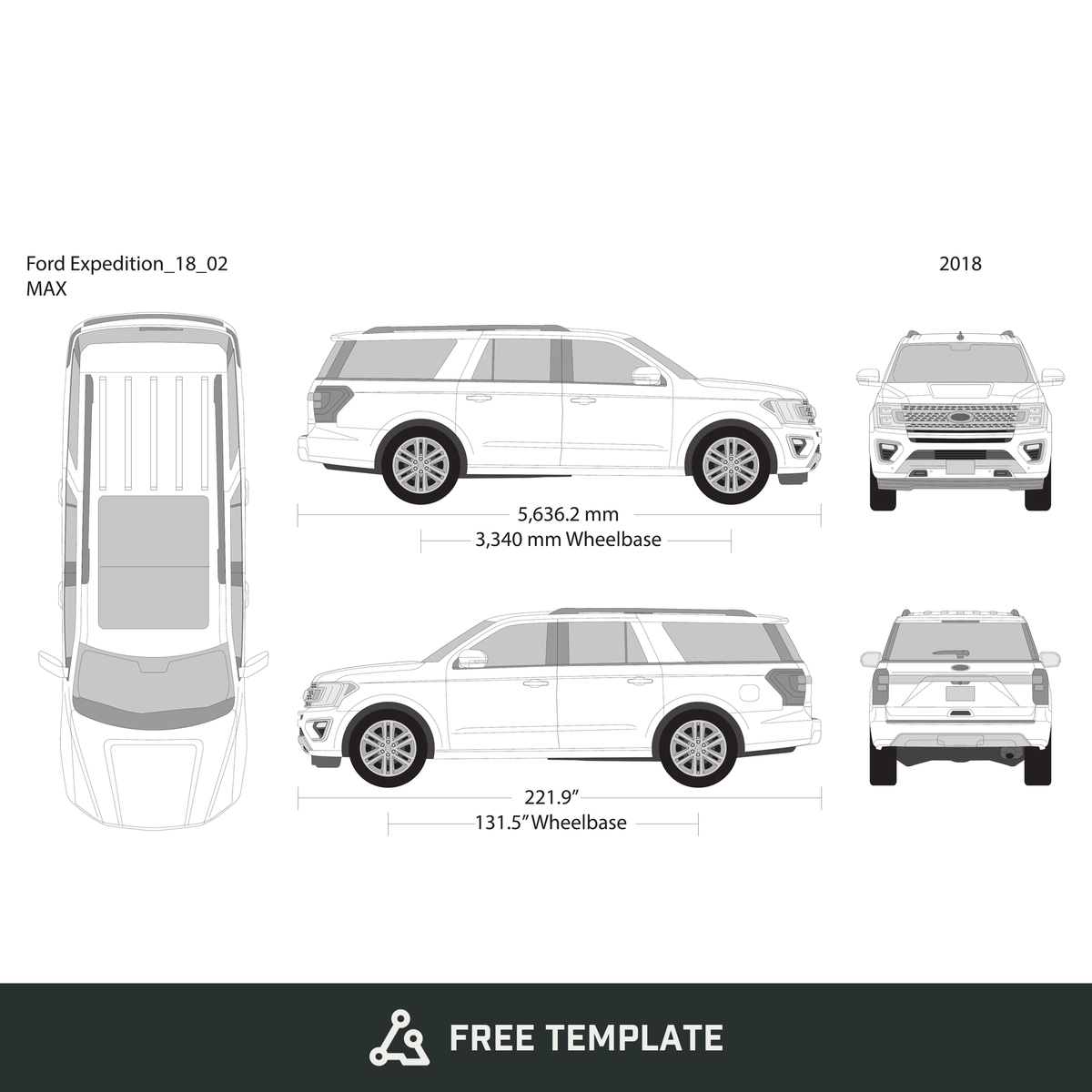 2018 Ford Expedition free vector vehicle wrap template - GravBase