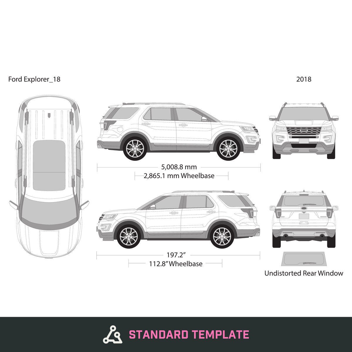 2018 Ford Explorer vector wrap template, Design-Ready PDF - GravBase