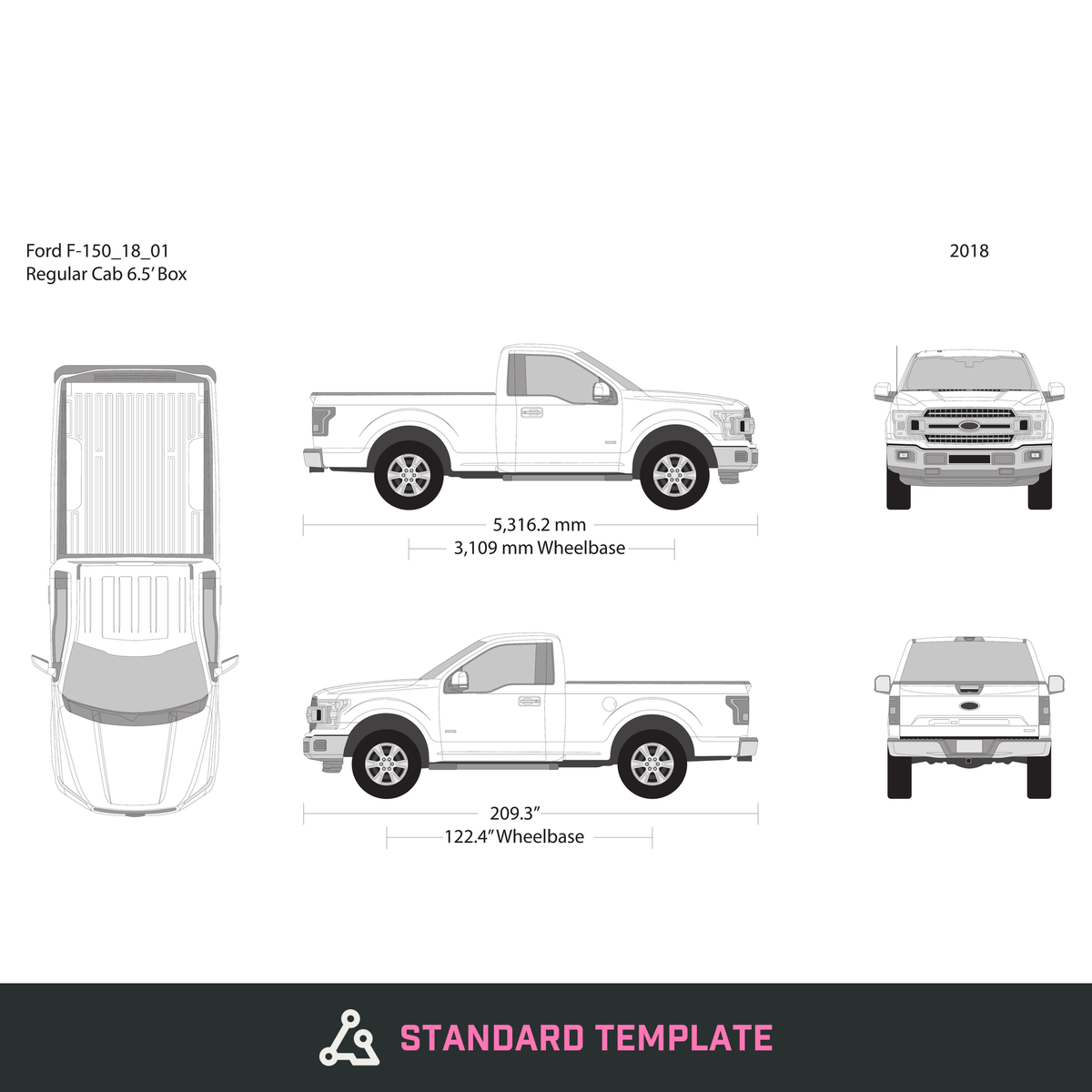 2018 Ford F-150 vector wrap template V01, Design-Ready PDF - GravBase