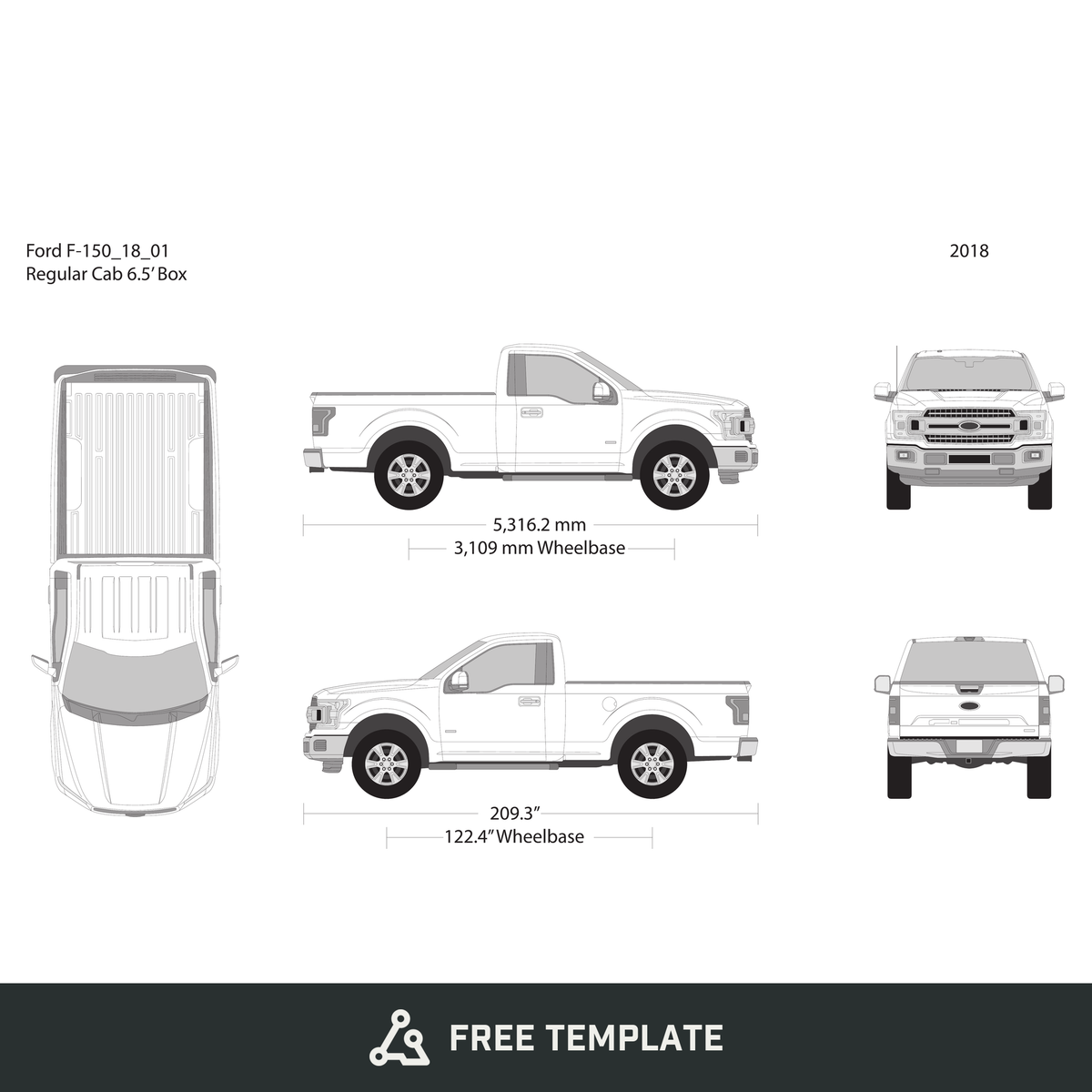 2018 Ford F-150 free vector vehicle wrap template - GravBase