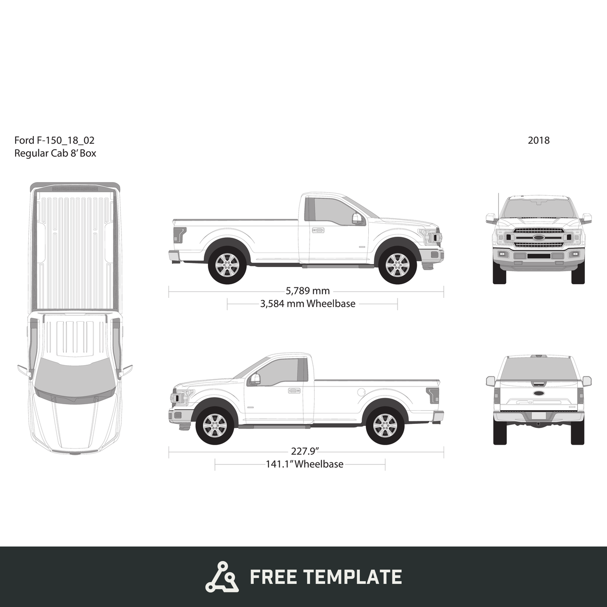 2018 Ford F-150 free vector vehicle wrap template - GravBase