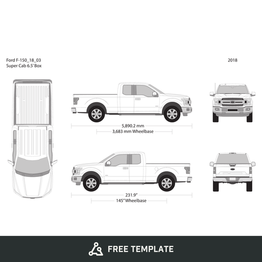 2018 Ford F-150 free vector vehicle wrap template - GravBase