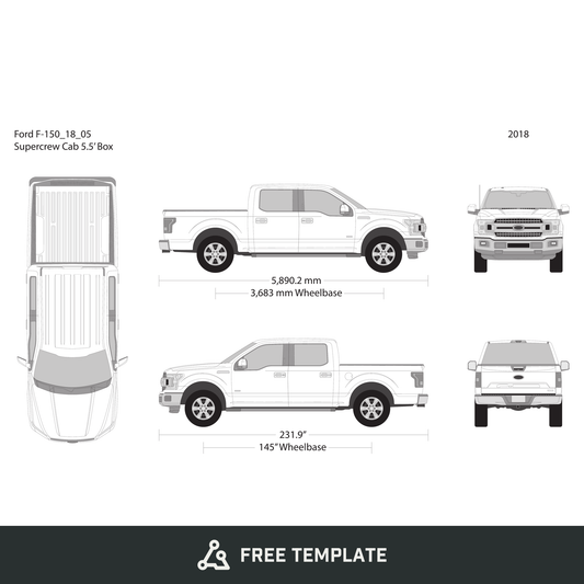2018 Ford F-150 free vector vehicle wrap template - GravBase