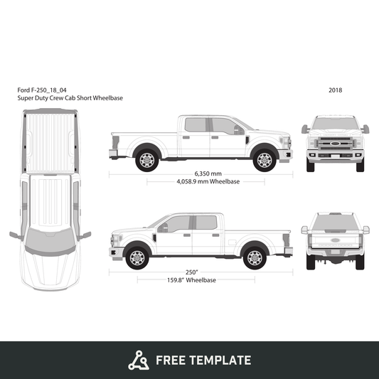 2018 Ford F-250 free vector vehicle wrap template - GravBase