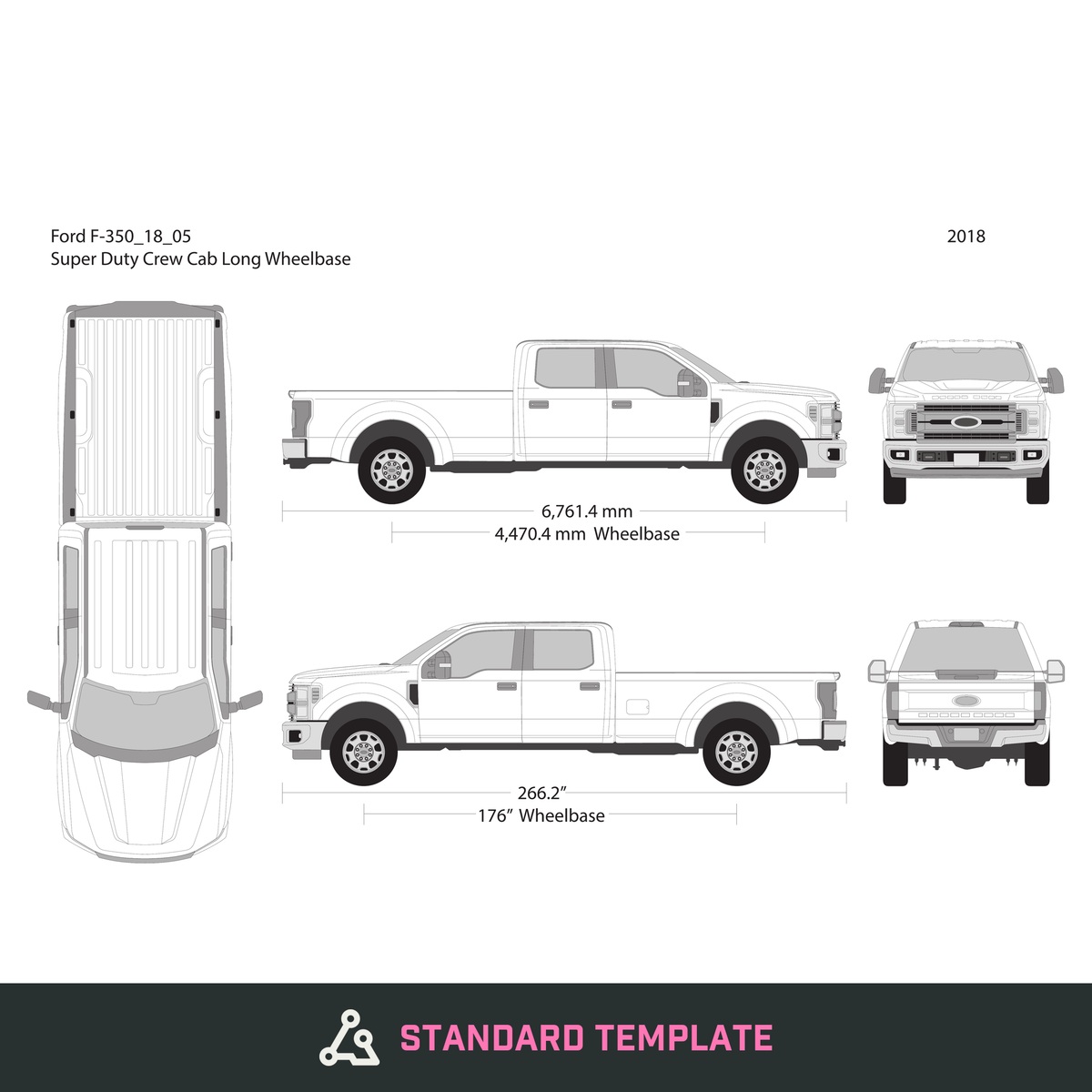 2018 Ford F-350 vector wrap template V05, Design-Ready PDF - GravBase