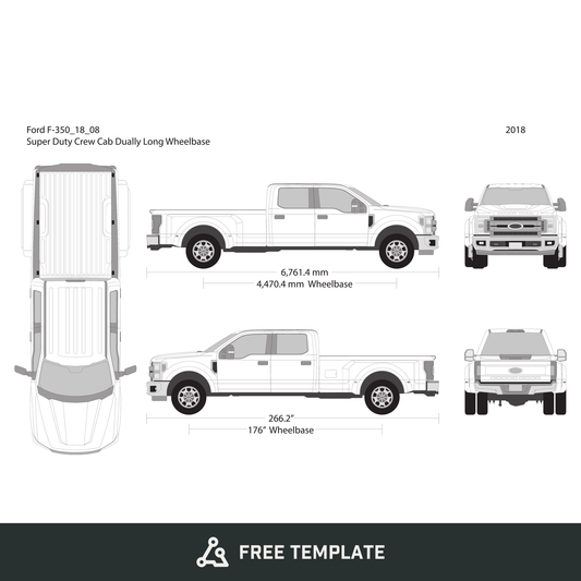 2018 Ford F-350 free vector vehicle wrap template - GravBase