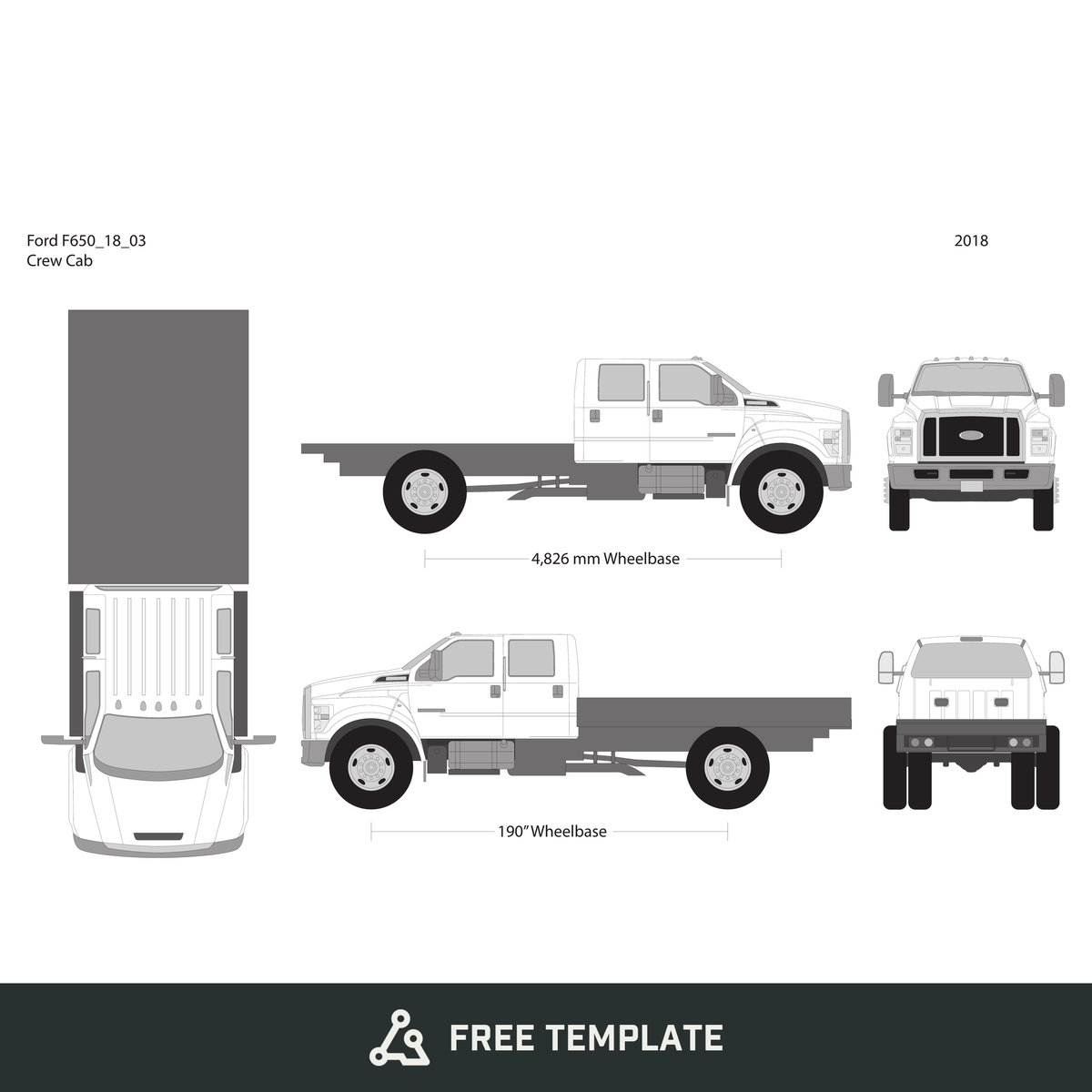 2018 Ford F-650 free vector vehicle wrap template - GravBase