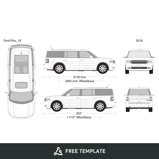 2018 Ford Flex free vector vehicle wrap template - GravBase