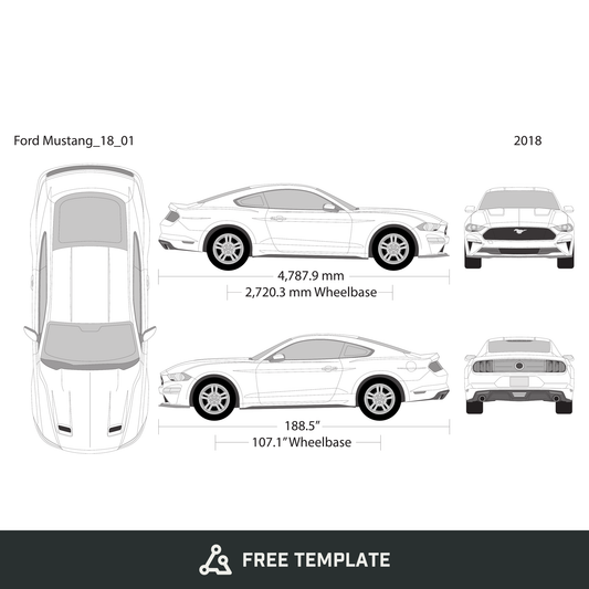 2018 Ford Mustang free vector vehicle wrap template - GravBase