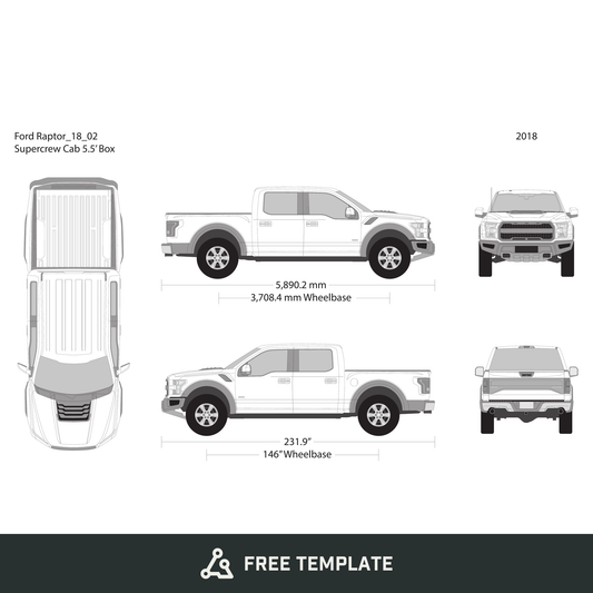 2018 Ford Raptor free vector vehicle wrap template - GravBase