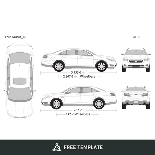 2018 Ford Taurus free vector vehicle wrap template - GravBase