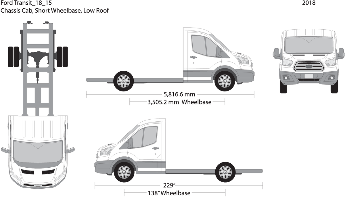 2018 Ford Transit Chassis V15 Vehicle Wrap Template