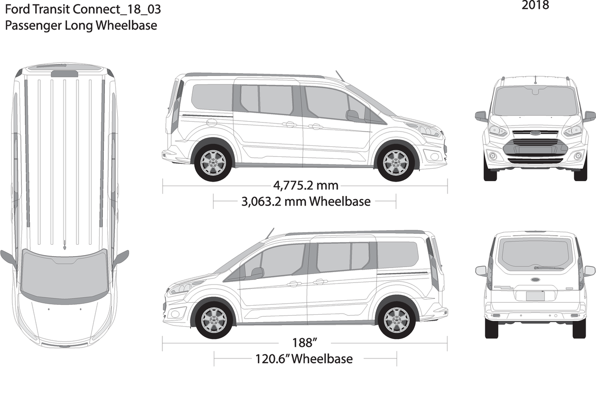 2018 Ford Transit Connect V03 Vehicle Wrap Template
