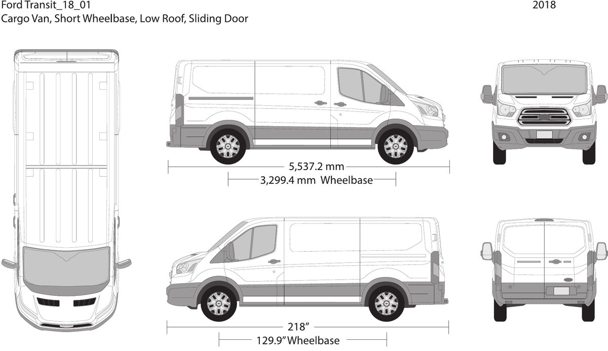 2018 Ford Transit Sliding Door vector wrap template V01, Design-Ready PDF - GravBase