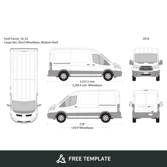 2018 Ford Transit Sliding Door free vector vehicle wrap template - GravBase