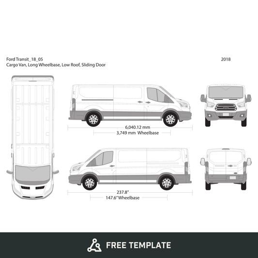 2018 Ford Transit Sliding Door free vector vehicle wrap template - GravBase