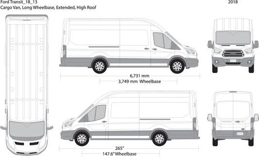 2018 Ford Transit Sliding Door V13 Vehicle Wrap Template