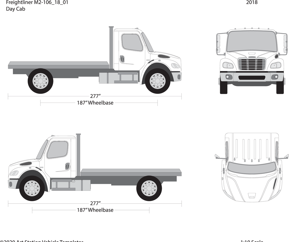 2018 Frieghtliner M2 106 V01 Vehicle Wrap Template