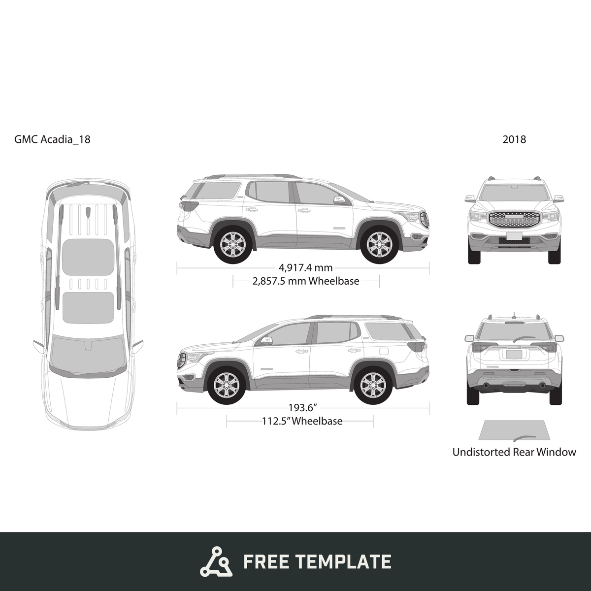 2018 GMC Acadia free vector vehicle wrap template - GravBase
