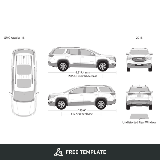 2018 GMC Acadia free vector vehicle wrap template - GravBase