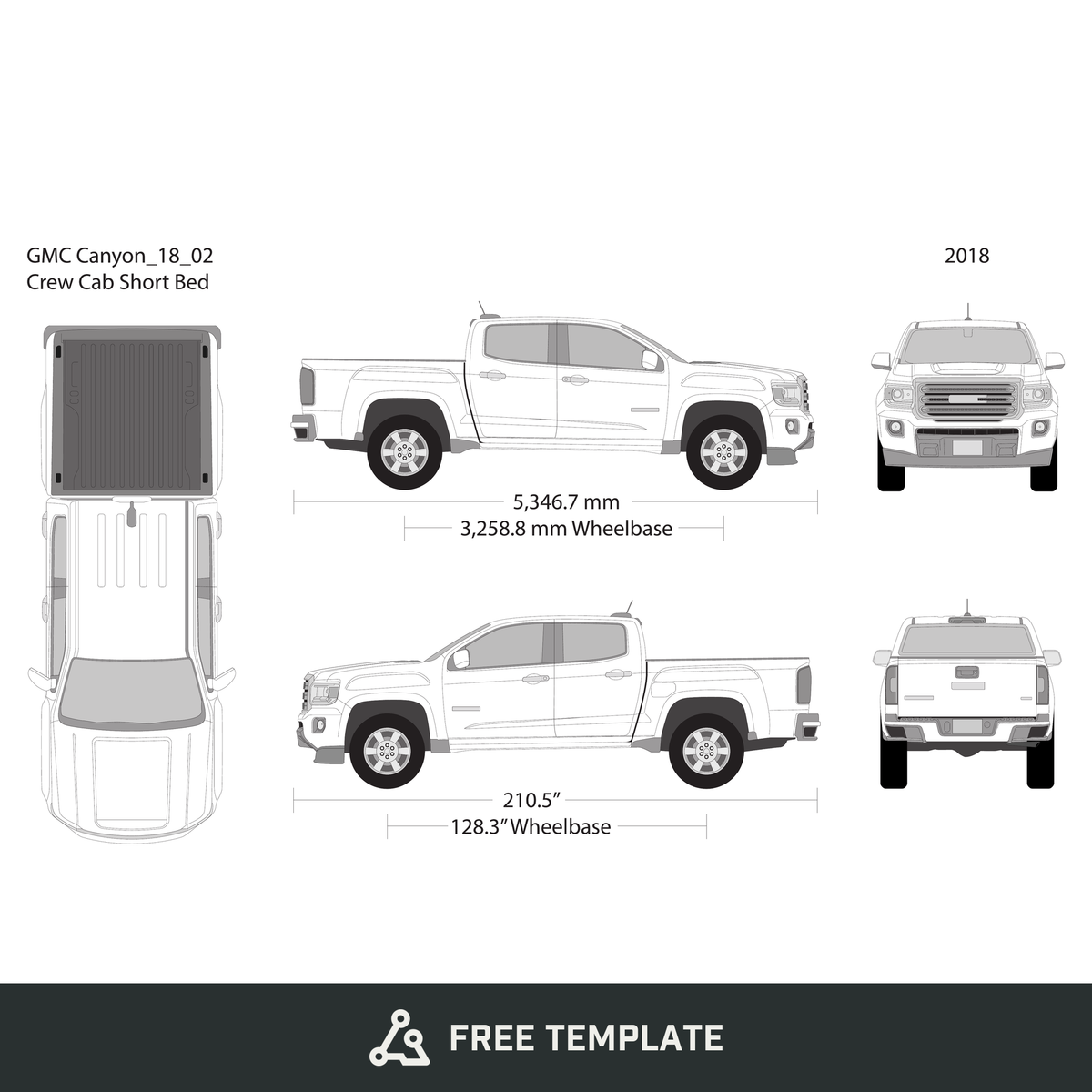 2018 GMC Canyon free vector vehicle wrap template - GravBase