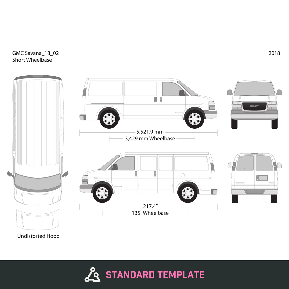 2018 GMC Savana vector wrap template V02, Design-Ready PDF - GravBase