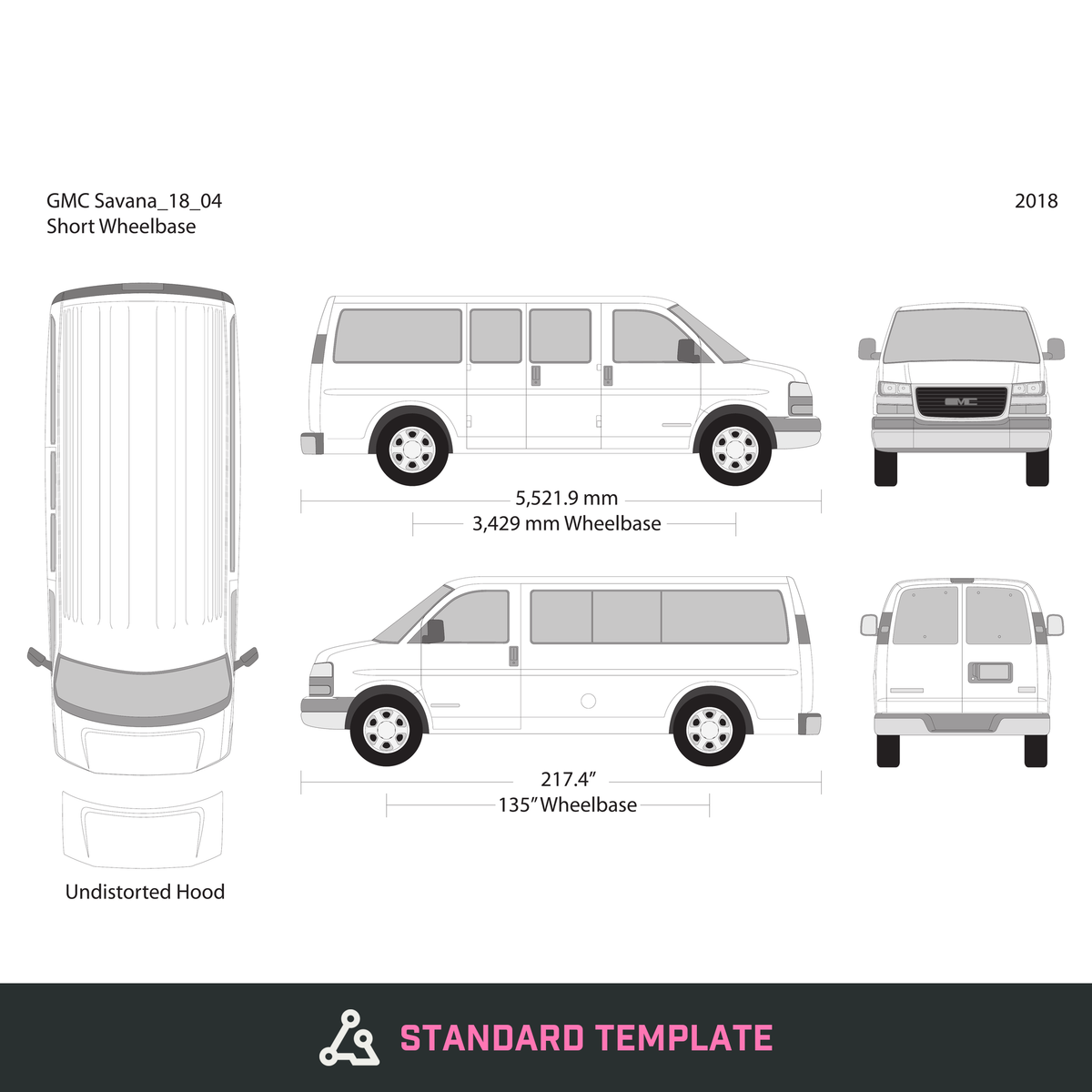 2018 GMC Savana vector wrap template V04, Design-Ready PDF - GravBase