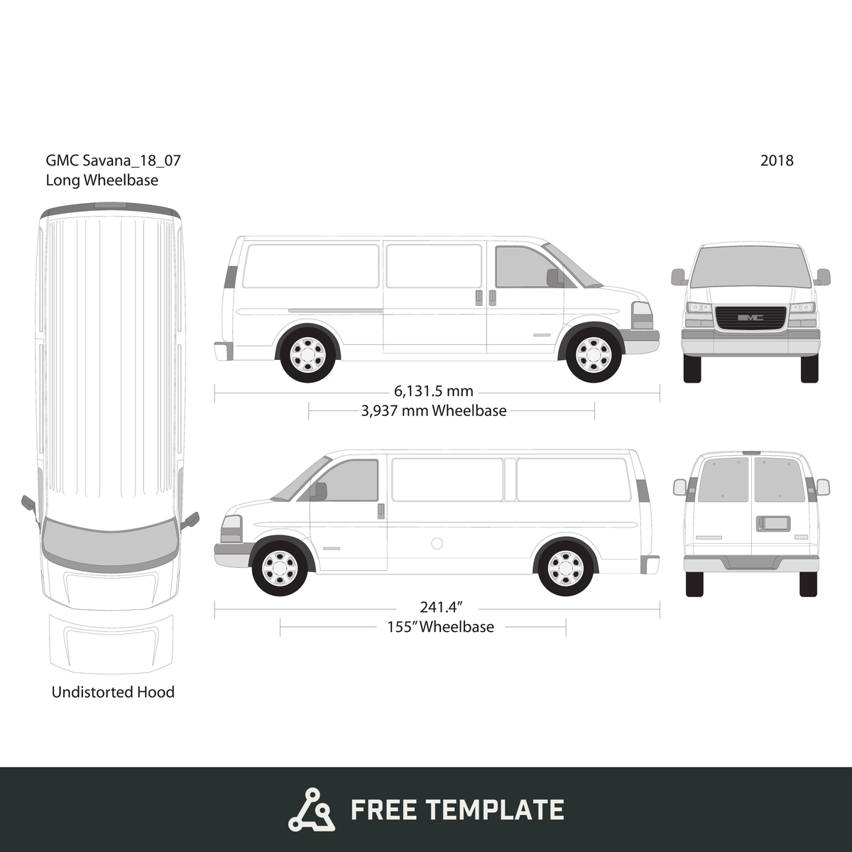 2018 GMC Savana free vector vehicle wrap template - GravBase