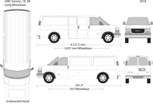 2018 GMC Savana vector wrap template V09, Design-Ready PDF - GravBase