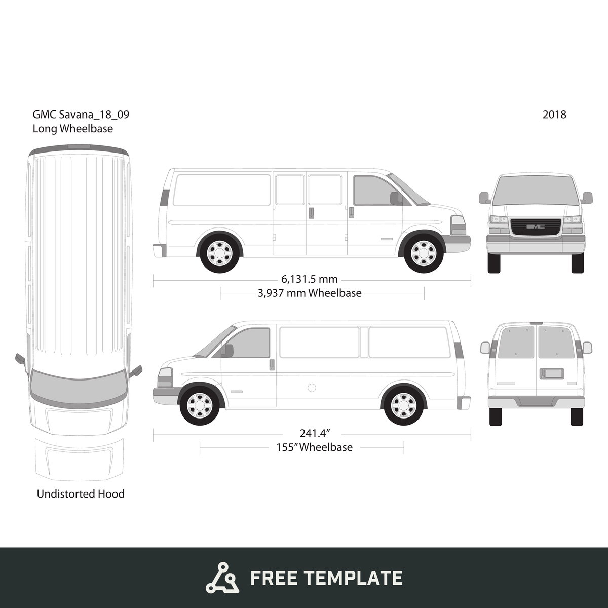 2018 GMC Savana free vector vehicle wrap template - GravBase