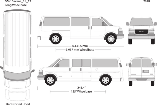 2018 GMC Savana vector wrap template V12, Design-Ready PDF - GravBase