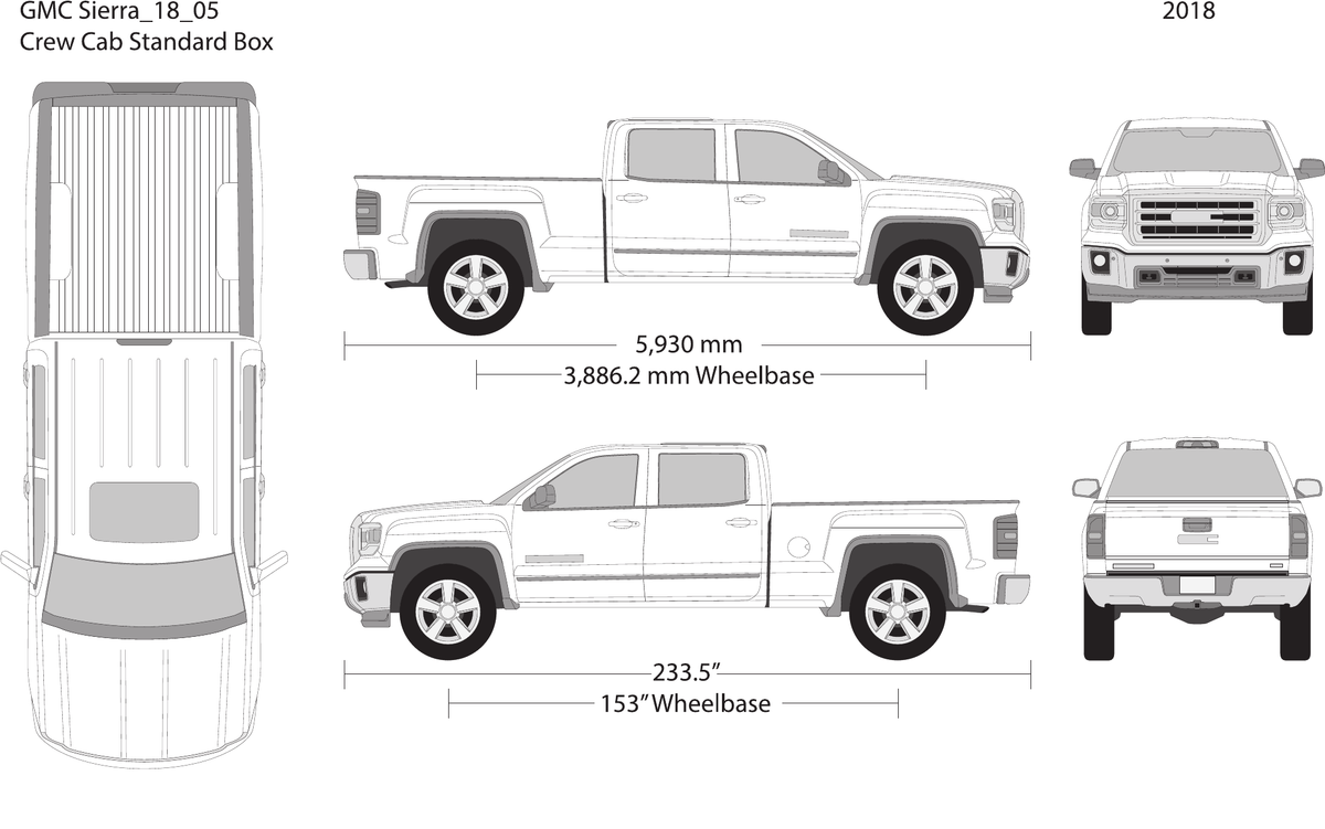 2018 GMC Sierra 1500 vector wrap template V05, Design-Ready PDF - GravBase