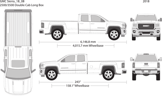 2018 GMC Sierra 2500-3500 HD vector wrap template V08, Design-Ready PDF - GravBase