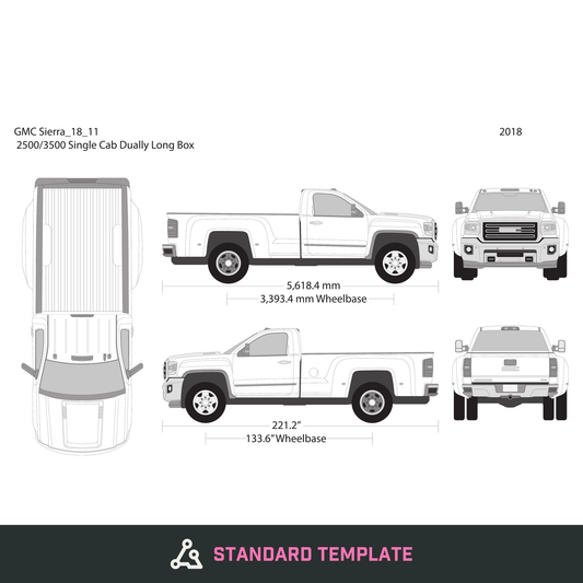 2018 GMC Sierra 2500-3500 HD vector wrap template V11, Design-Ready PDF - GravBase