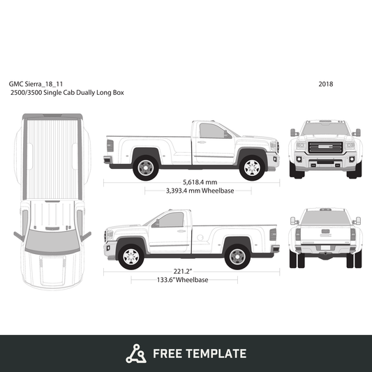 2018 GMC Sierra 2500-3500 HD free vector vehicle wrap template - GravBase
