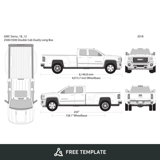 2018 GMC Sierra 2500-3500 HD free vector vehicle wrap template - GravBase