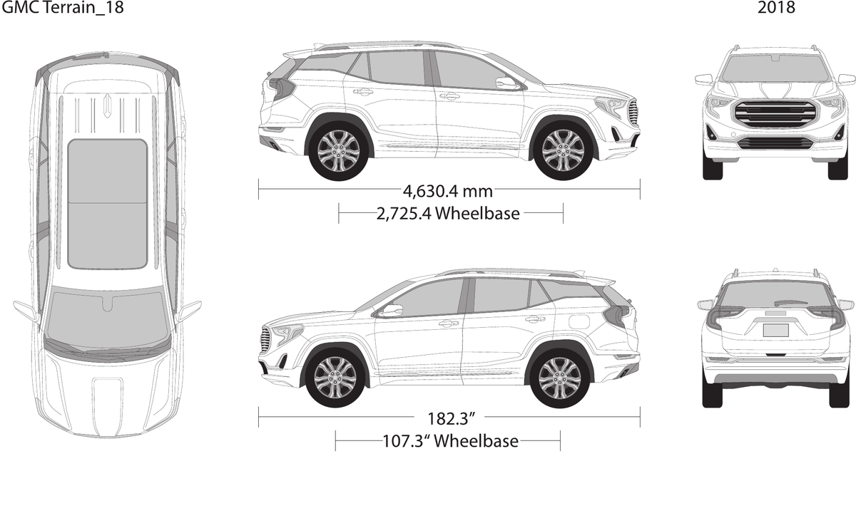 2018 GMC Terrain vector wrap template, Design-Ready PDF - GravBase