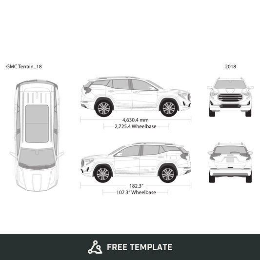 2018 GMC Terrain free vector vehicle wrap template - GravBase