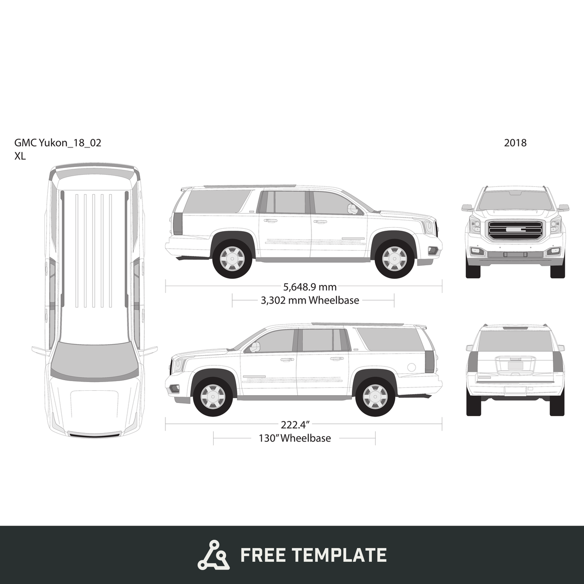 2018 GMC Yukon free vector vehicle wrap template - GravBase
