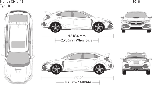 2018 Honda Civic Hatchback vector wrap template, Design-Ready PDF - GravBase