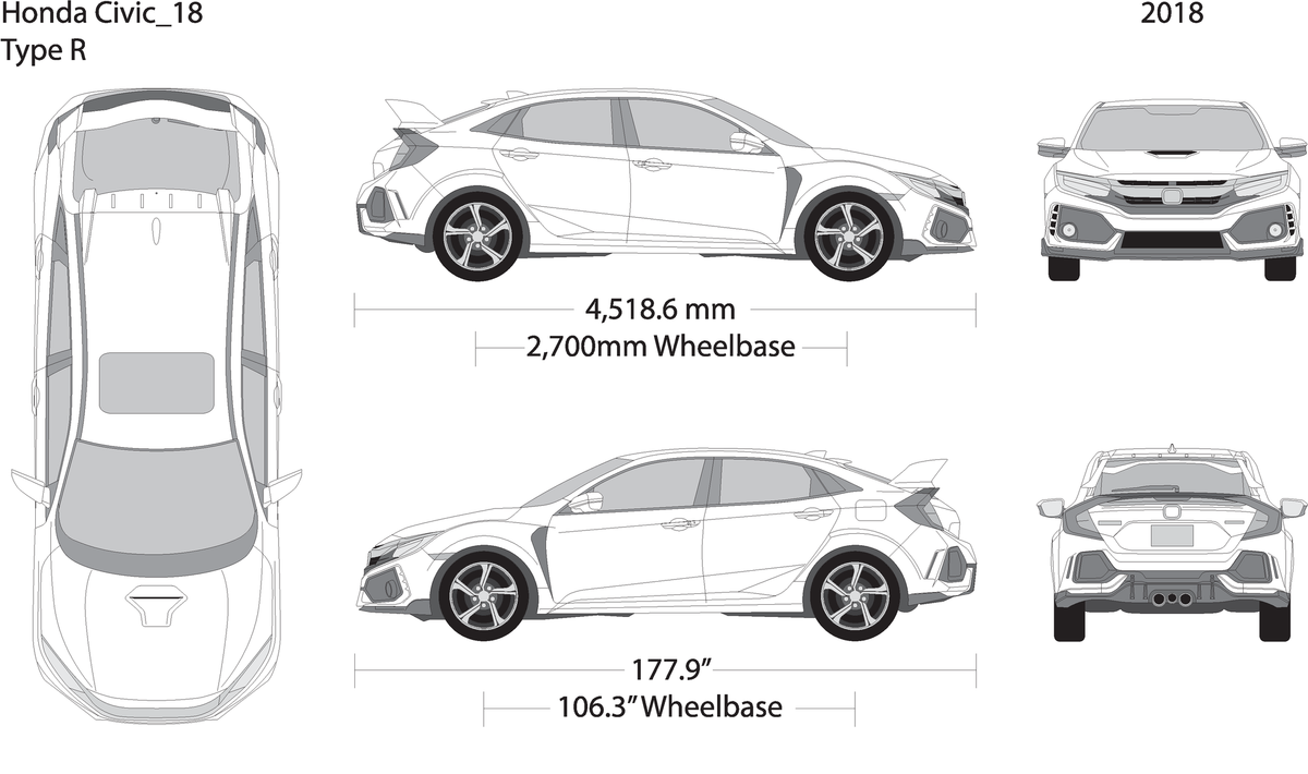 2018 Honda Civic Hatchback V18 Vehicle Wrap Template